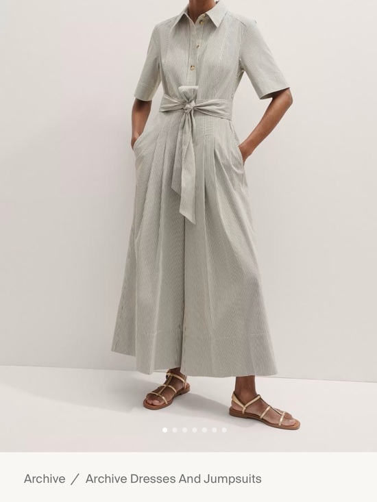 ME+EM Pants - ME+EM Seersucker Stripe Cropped Jumpsuit + Belt
